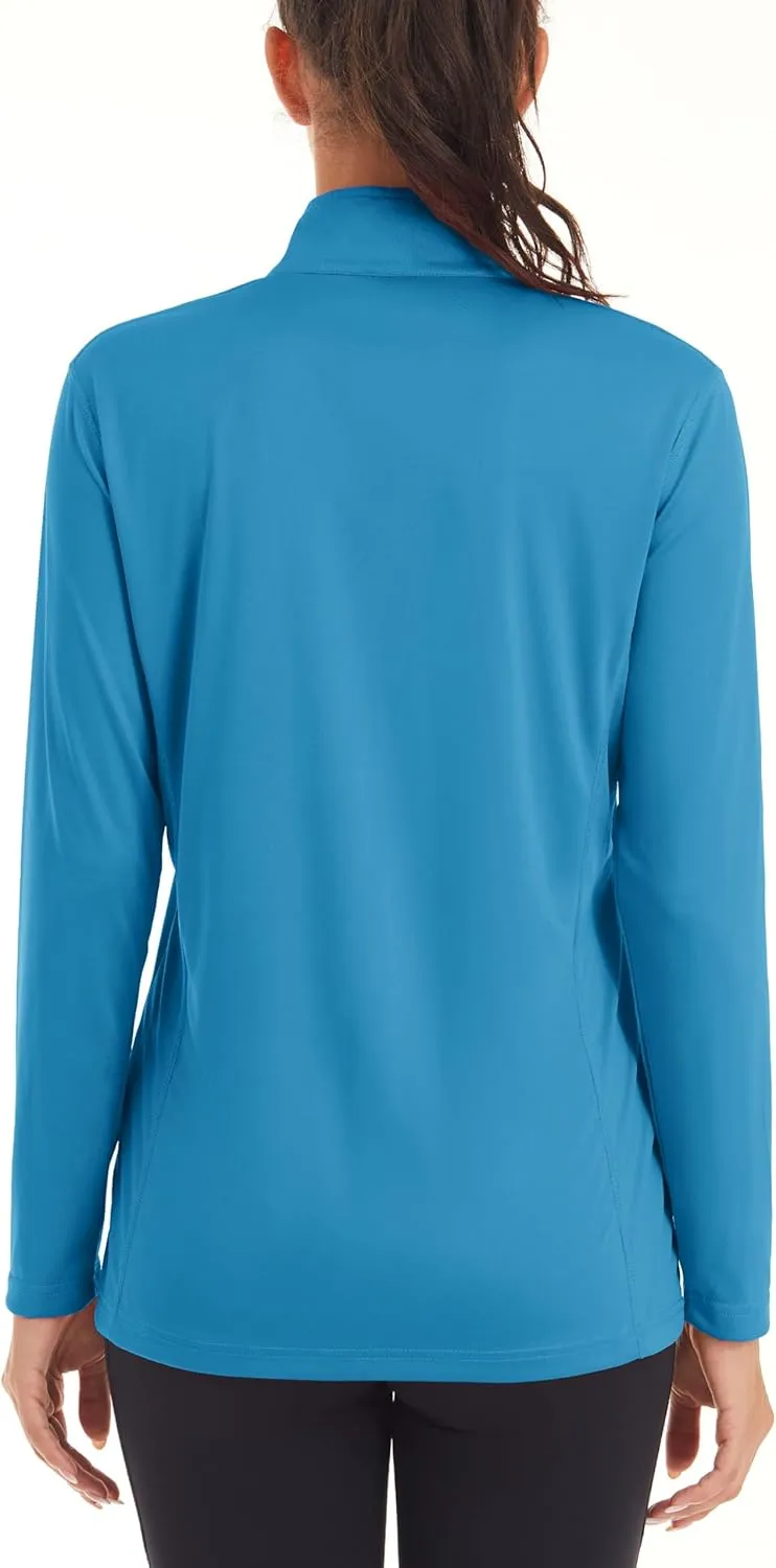 MAGCOMSEN Women's Shirts Long Sleeve 1/4 Zip UPF50  UV Sun Protection Quick Dry Workout Hiking Athletic Shirts Rash Guard
