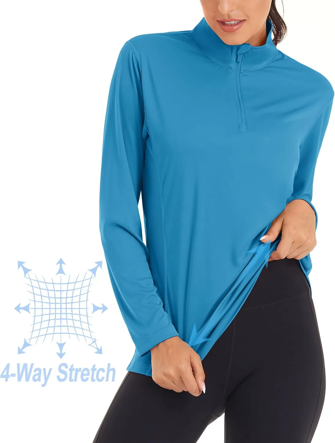 MAGCOMSEN Women's Shirts Long Sleeve 1/4 Zip UPF50  UV Sun Protection Quick Dry Workout Hiking Athletic Shirts Rash Guard