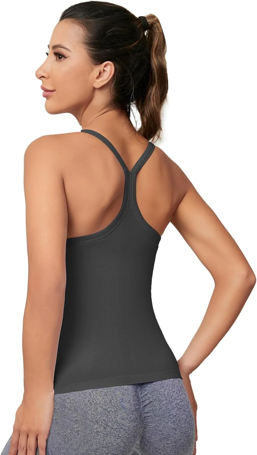 MathCat Workout Tank Tops for Women with Built in Bra, Sleeveless Gym Tops Seamless Racerback Athletic Yoga Shirts