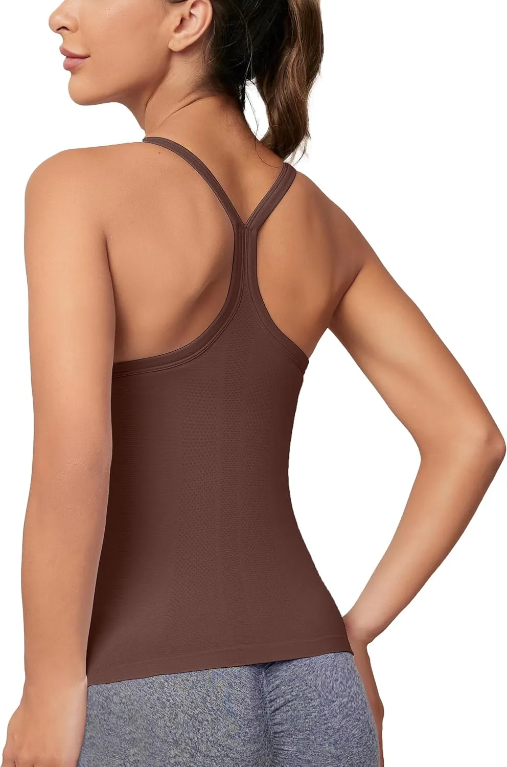 MathCat Workout Tank Tops for Women with Built in Bra, Sleeveless Gym Tops Seamless Racerback Athletic Yoga Shirts