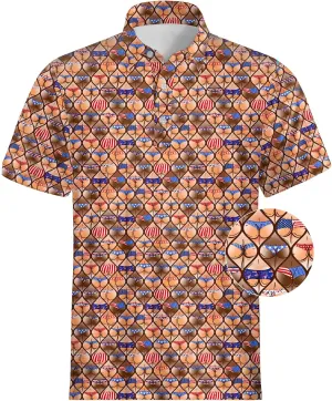 Men's Funny Golf Polo Shirts Quick Dry Blue Cartoon Short Sleeve Polo Shirts