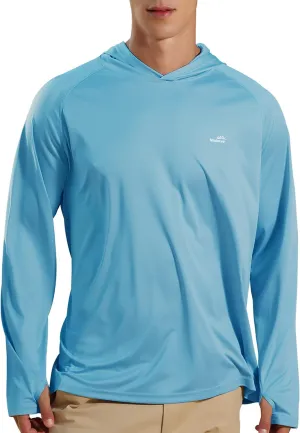 Men's UPF 50  Long Sleeve Sun Shirts UV Protection Hoodie Rash Guard Hiking Fishing Swim T Shirt