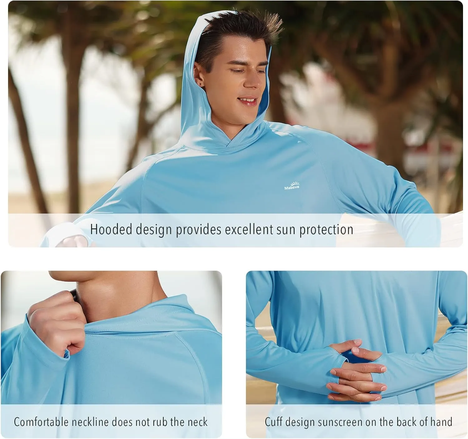 Men's UPF 50  Long Sleeve Sun Shirts UV Protection Hoodie Rash Guard Hiking Fishing Swim T Shirt