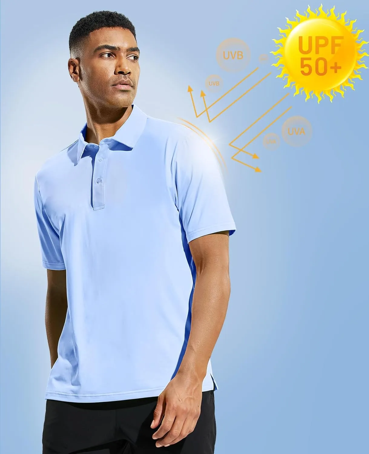 MIER Men's Golf Polo Shirt Short Sleeve Sun Protection Outdoor Sport Shirts Quick Dry