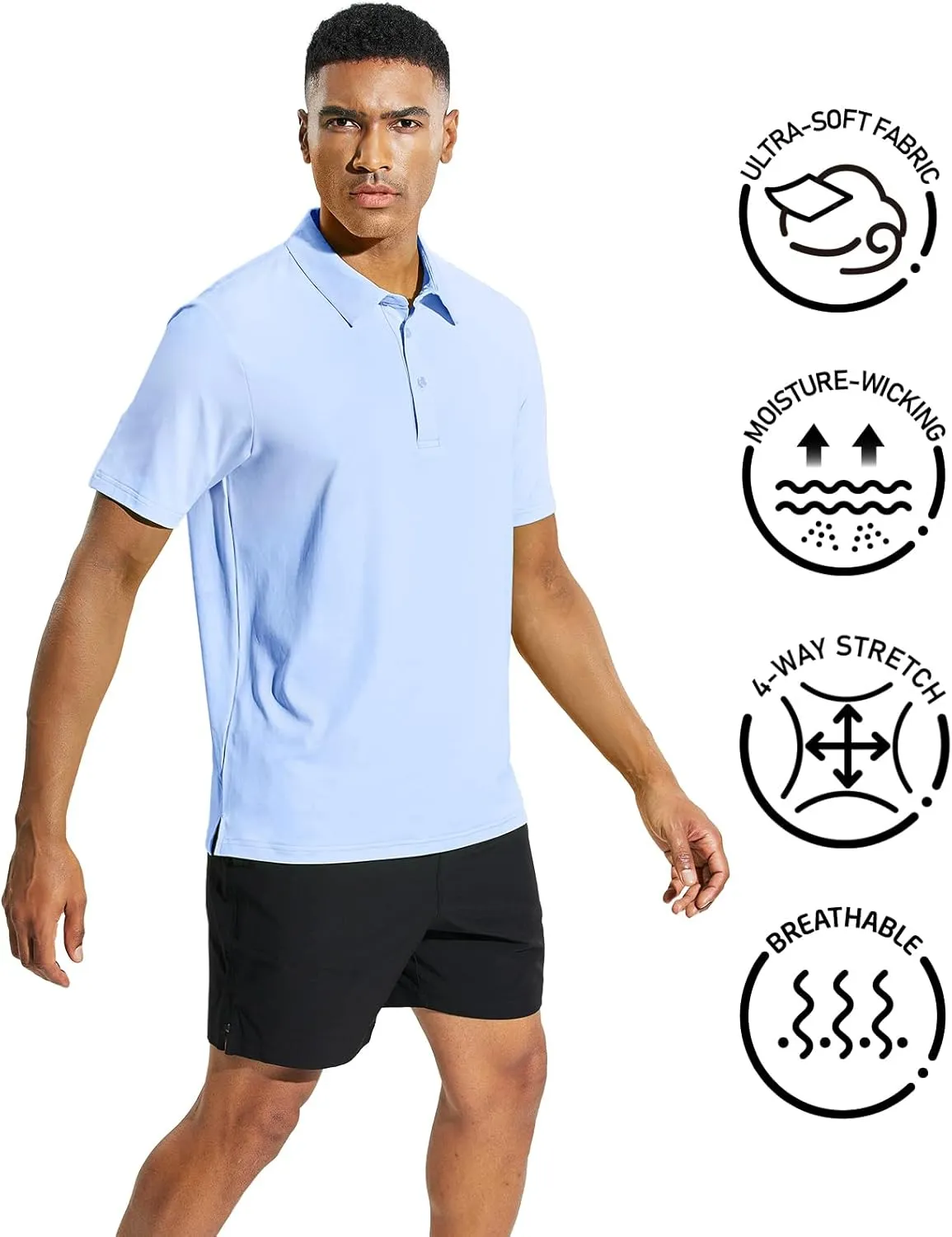 MIER Men's Golf Polo Shirt Short Sleeve Sun Protection Outdoor Sport Shirts Quick Dry