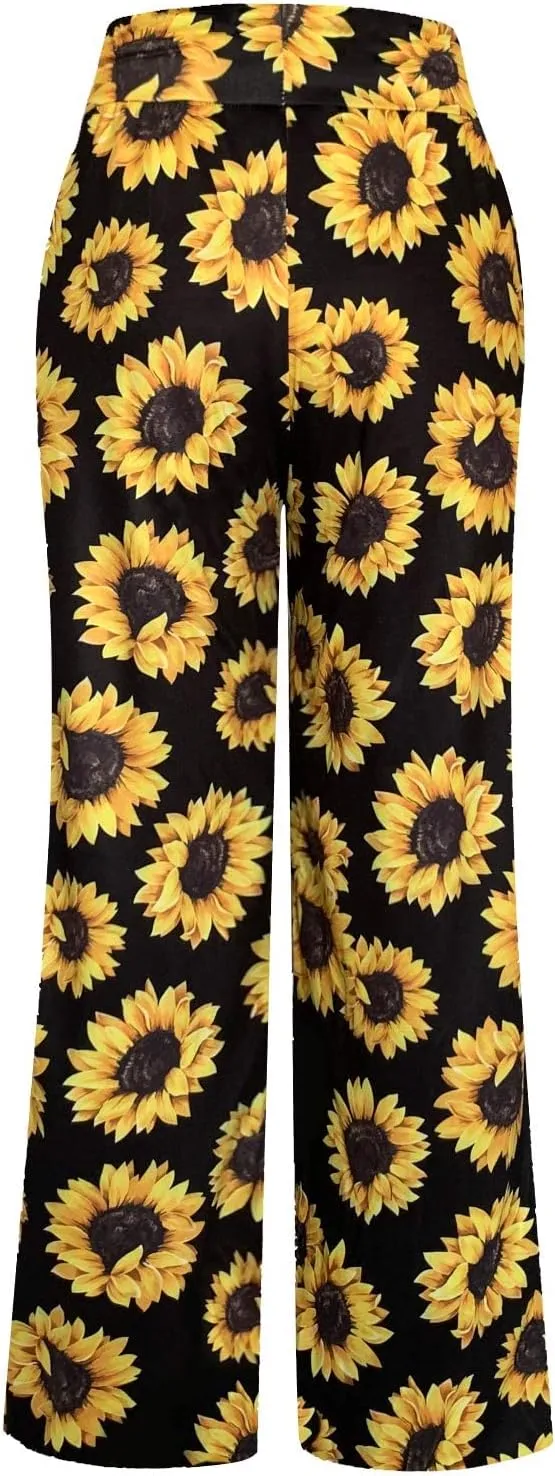 NEWCOSPLAY Women's Comfy Pajama Pants Casual Drawstring Palazzo Lounge Wide Leg Pants