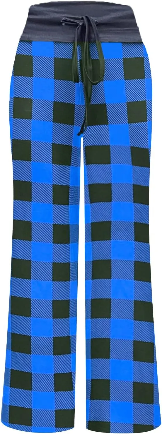 NEWCOSPLAY Women's Comfy Pajama Pants Casual Drawstring Palazzo Lounge Wide Leg Pants