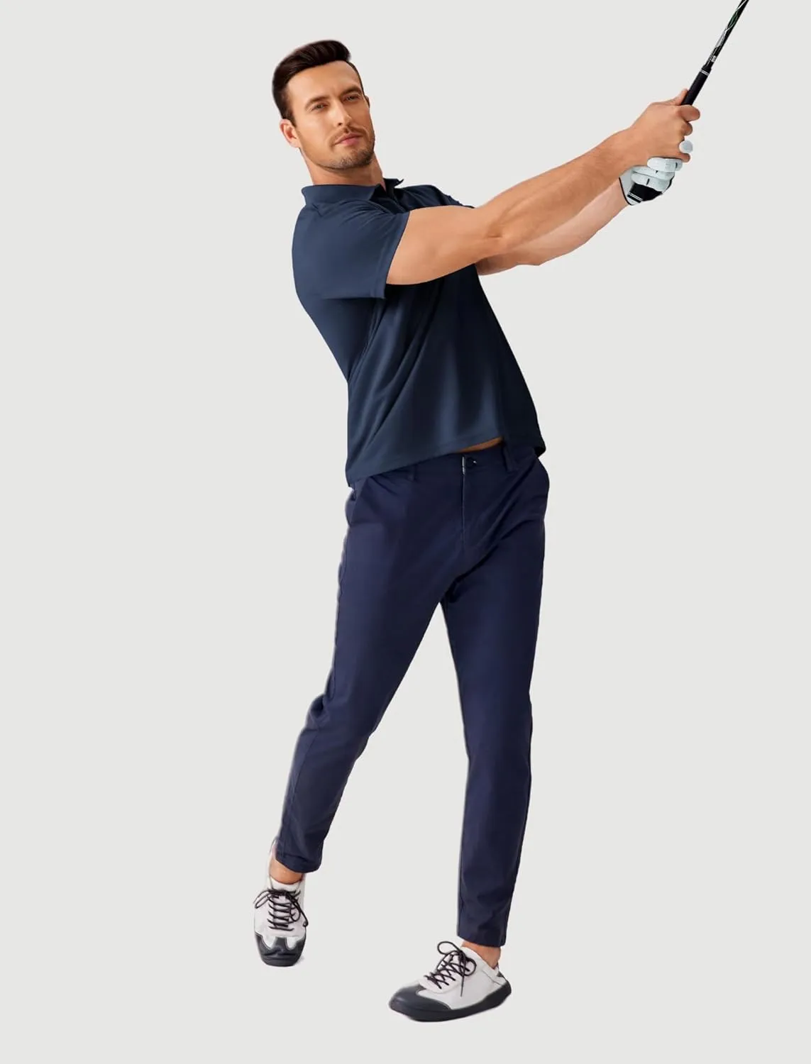 PINSPARK Mens Polo Shirts Short Sleeve Lightweight Moisture Wicking Quick Dry Casual Workout Collared Shirt Plain 3 Pack Set