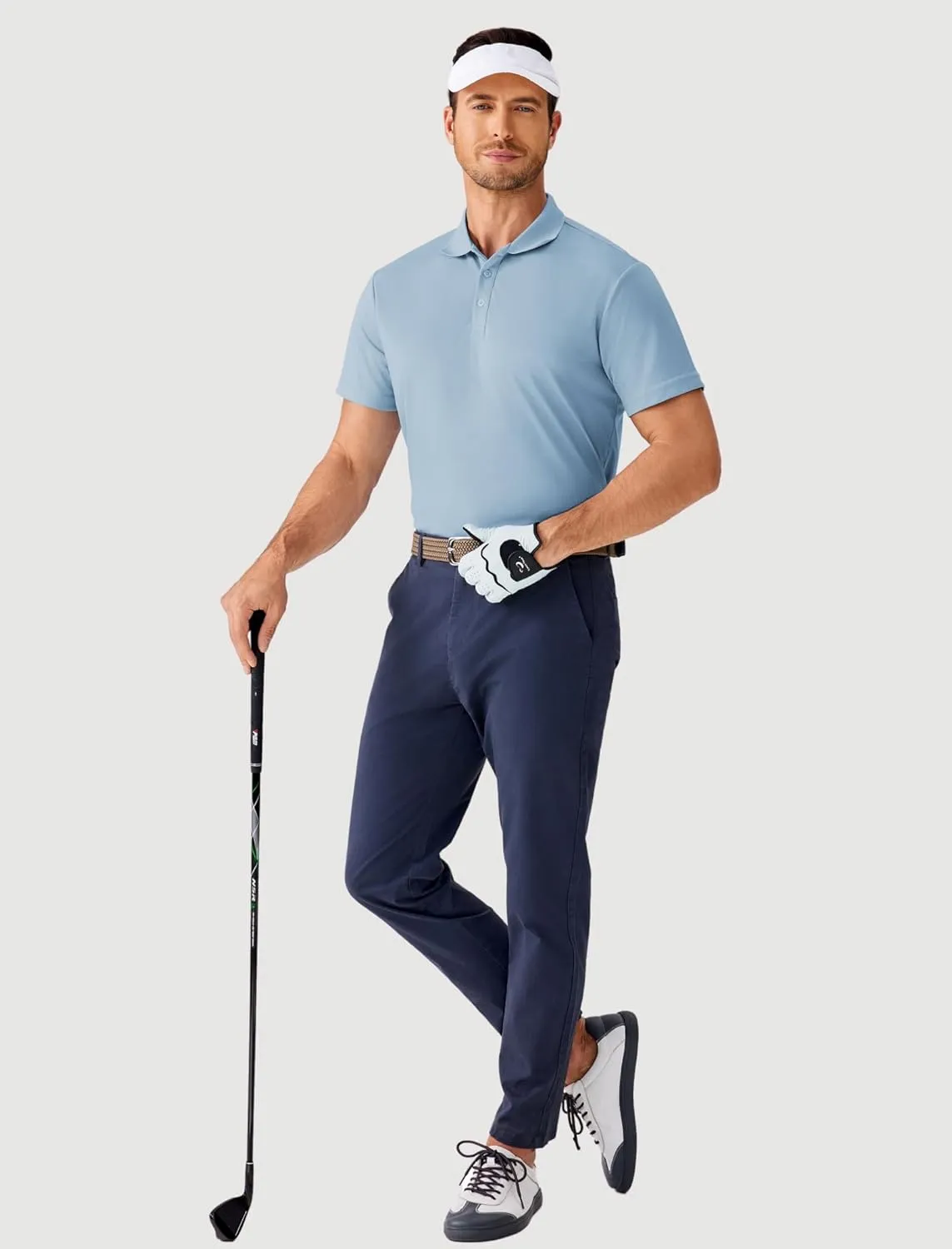 PINSPARK Mens Polo Shirts Short Sleeve Lightweight Moisture Wicking Quick Dry Casual Workout Collared Shirt Plain 3 Pack Set