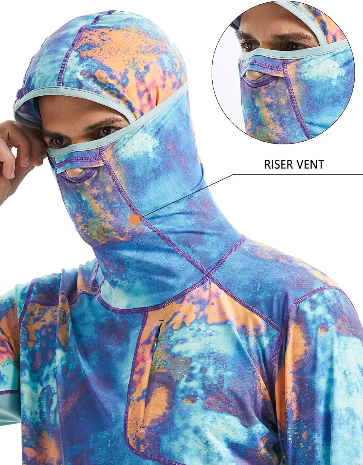 PIQIDIG Men's Sun Protection Hoodie Shirts UPF 50  Long Sleeve Rash Guard Performance Athletic Running Hiking T-Shirt