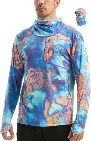 PIQIDIG Men's Sun Protection Hoodie Shirts UPF 50  Long Sleeve Rash Guard Performance Athletic Running Hiking T-Shirt