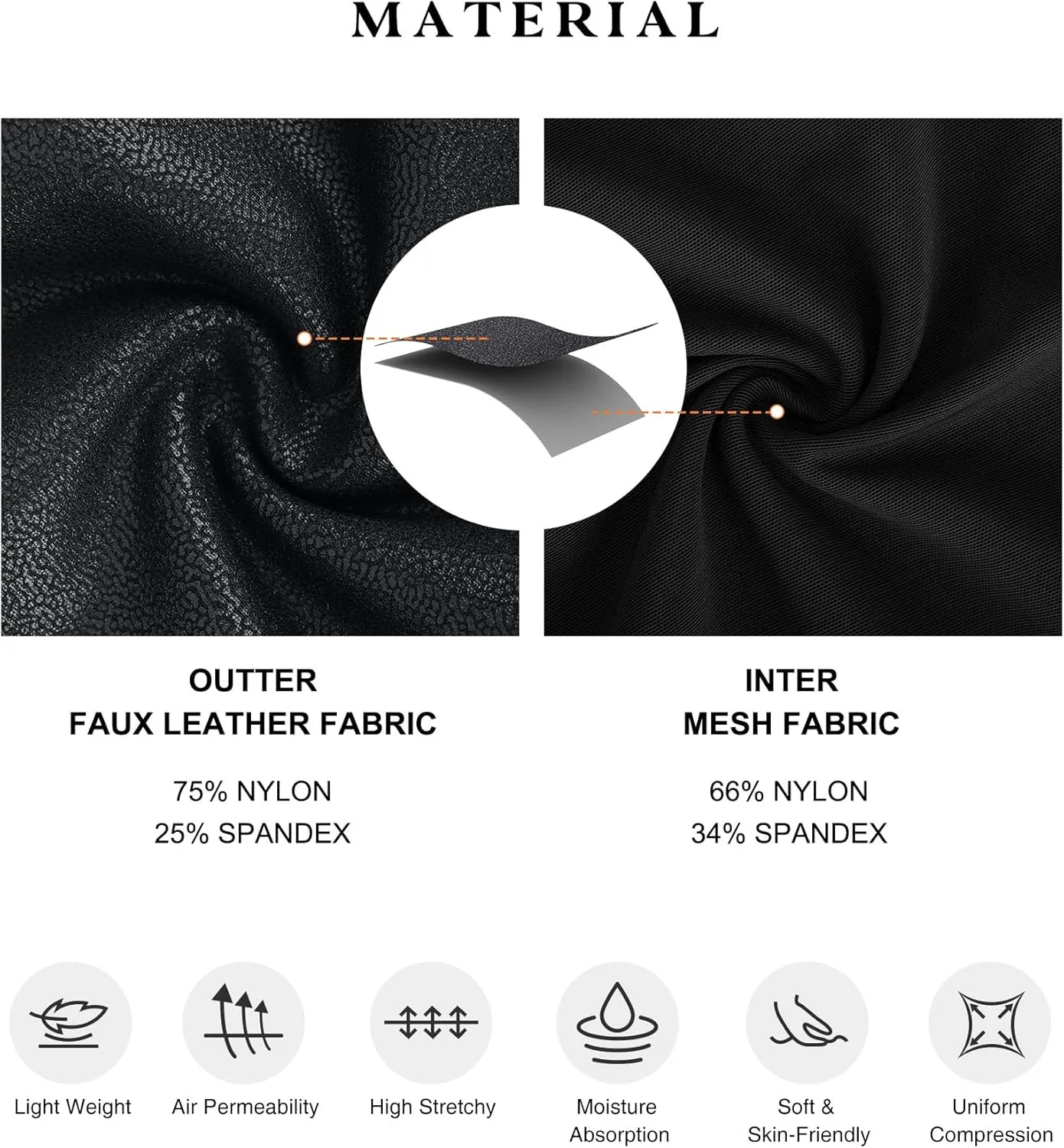 Popilush Shapewear Leggings Leather Pants - Faux Leather Leggings for Women Tummy Control Hight Waisted Pleather Pants