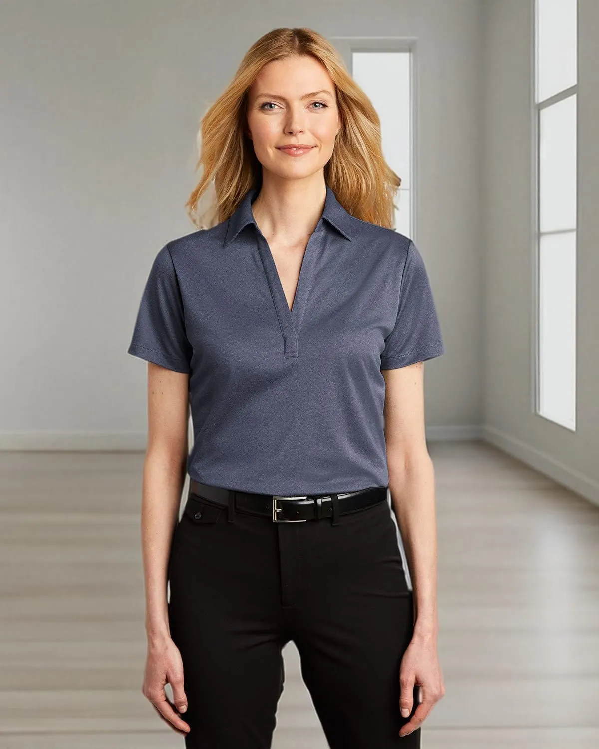 Port Authority Ladies Heathered Silk Touch Performance Polo