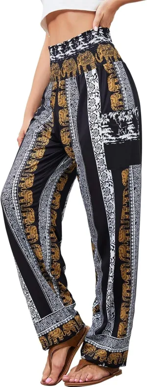 QIANXIZHAN Women's Harem Pants, High Waist Yoga Boho Trousers with Pockets