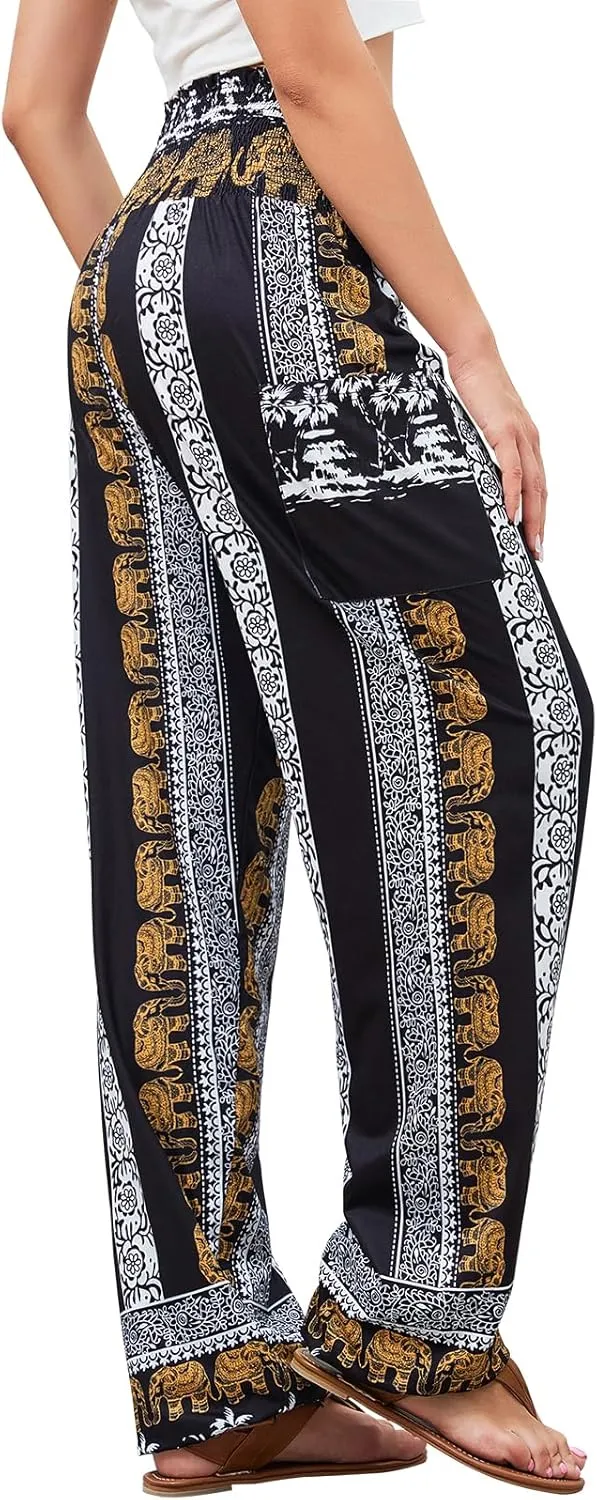 QIANXIZHAN Women's Harem Pants, High Waist Yoga Boho Trousers with Pockets