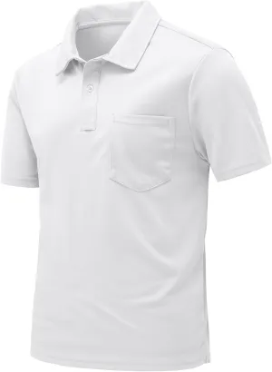 Rdruko Men's Polo Shirts Short Sleeve Quick Dry Outdoor Golf Sports Shirts with Pocket