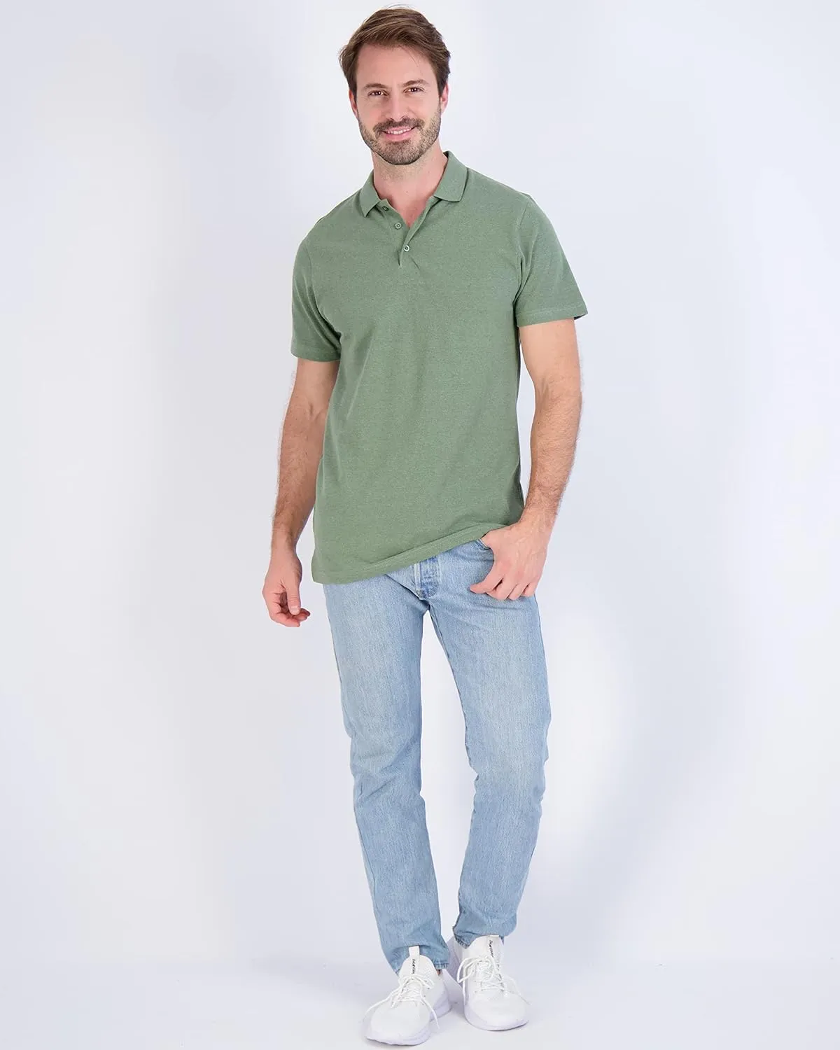 Real Essentials 3 & 4 Pack: Men's Cotton Pique Short Sleeve Polo Shirt - Performance Polo (Available in Big & Tall)