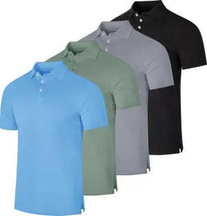 Real Essentials 3 & 4 Pack: Men's Cotton Pique Short Sleeve Polo Shirt - Performance Polo (Available in Big & Tall)