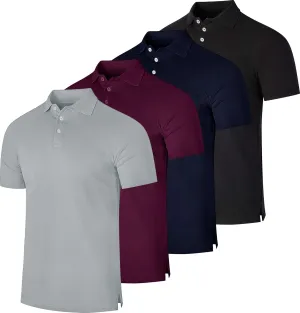 Real Essentials 3 & 4 Pack: Men's Cotton Pique Short Sleeve Polo Shirt - Performance Polo (Available in Big & Tall)