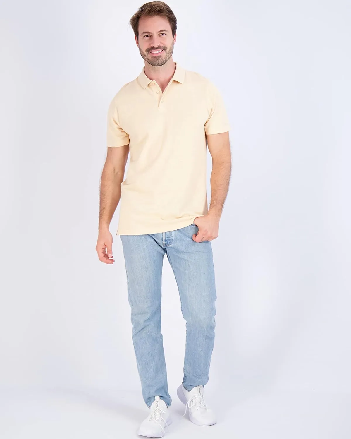 Real Essentials 3 & 4 Pack: Men's Cotton Pique Short Sleeve Polo Shirt - Performance Polo (Available in Big & Tall)
