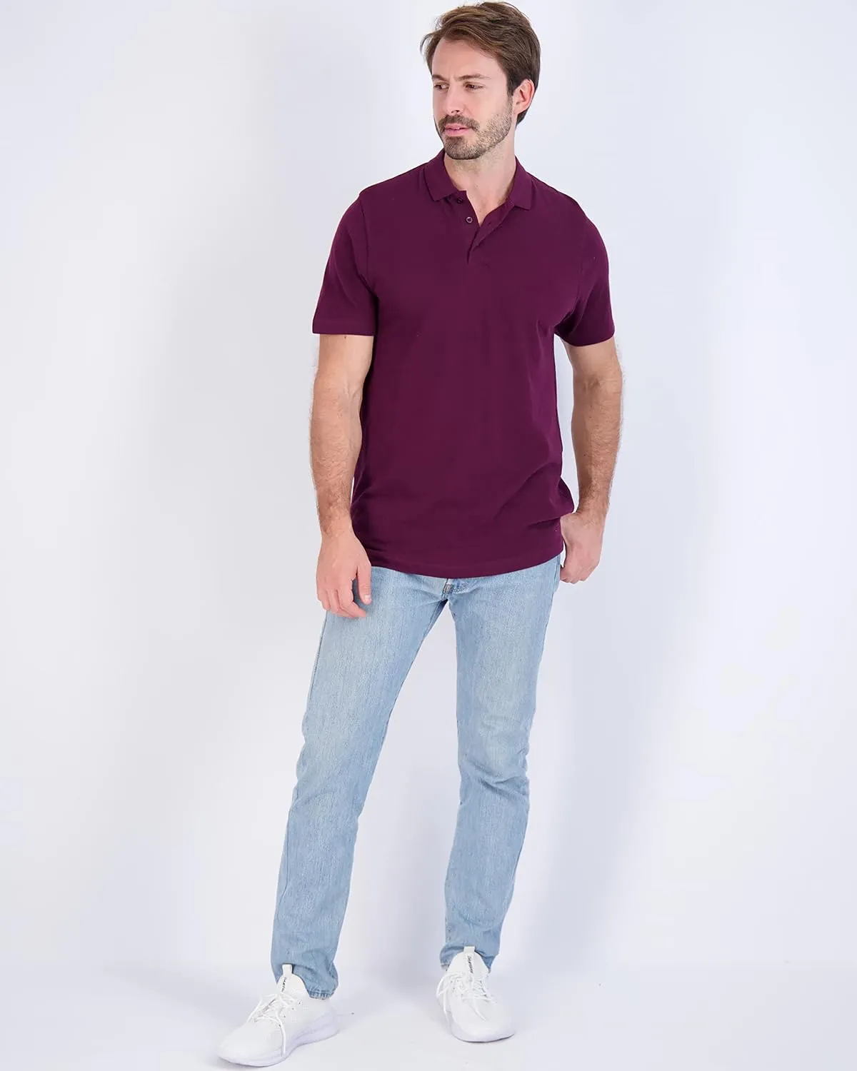 Real Essentials 3 & 4 Pack: Men's Cotton Pique Short Sleeve Polo Shirt - Performance Polo (Available in Big & Tall)