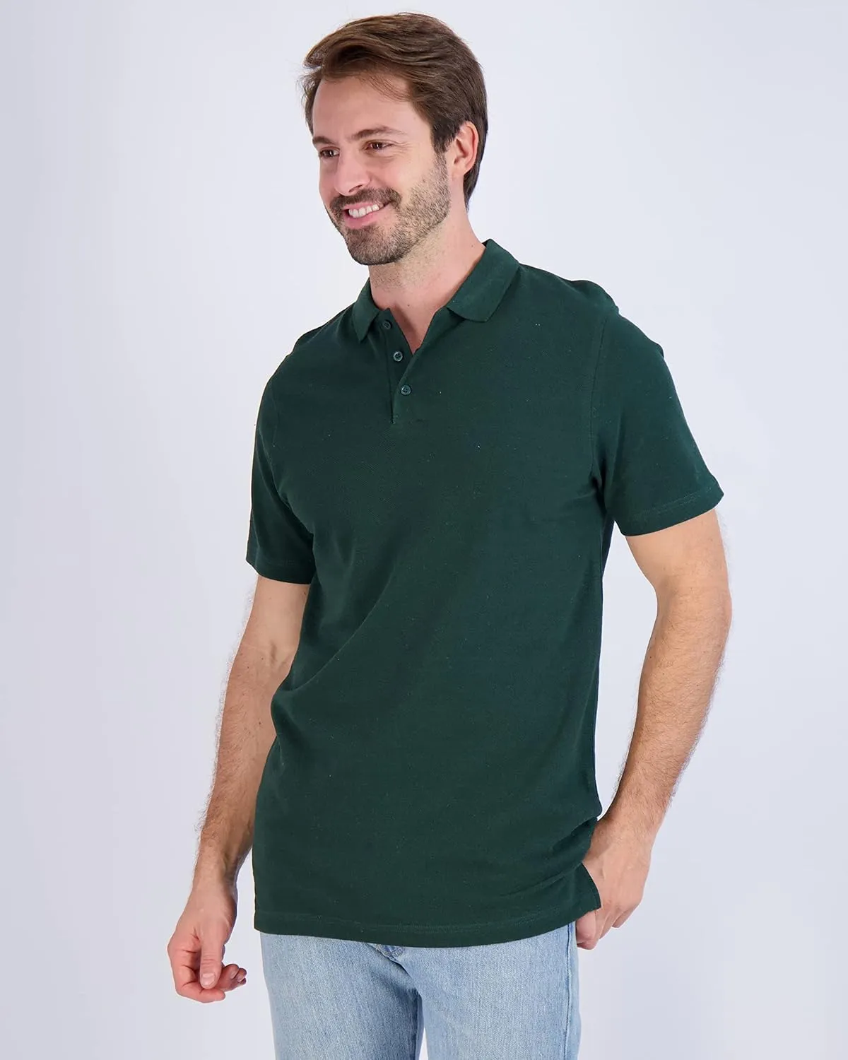 Real Essentials 3 & 4 Pack: Men's Cotton Pique Short Sleeve Polo Shirt - Performance Polo (Available in Big & Tall)