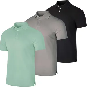 Real Essentials 3 & 4 Pack: Men's Cotton Pique Short Sleeve Polo Shirt - Performance Polo (Available in Big & Tall)