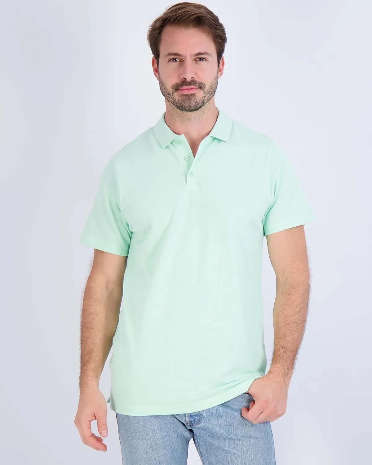 Real Essentials 3 & 4 Pack: Men's Cotton Pique Short Sleeve Polo Shirt - Performance Polo (Available in Big & Tall)