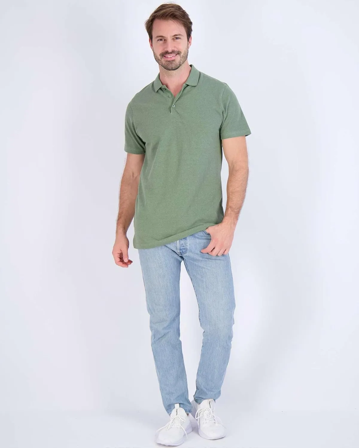 Real Essentials 3 & 4 Pack: Men's Cotton Pique Short Sleeve Polo Shirt - Performance Polo (Available in Big & Tall)