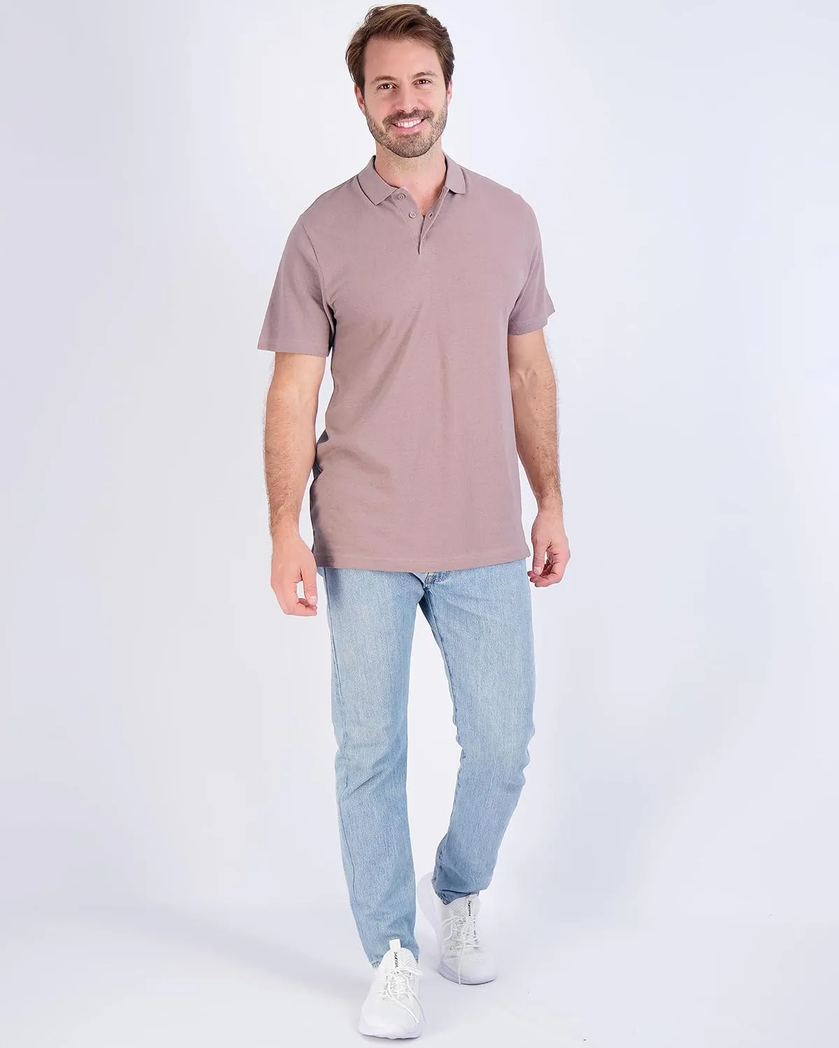 Real Essentials 3 & 4 Pack: Men's Cotton Pique Short Sleeve Polo Shirt - Performance Polo (Available in Big & Tall)