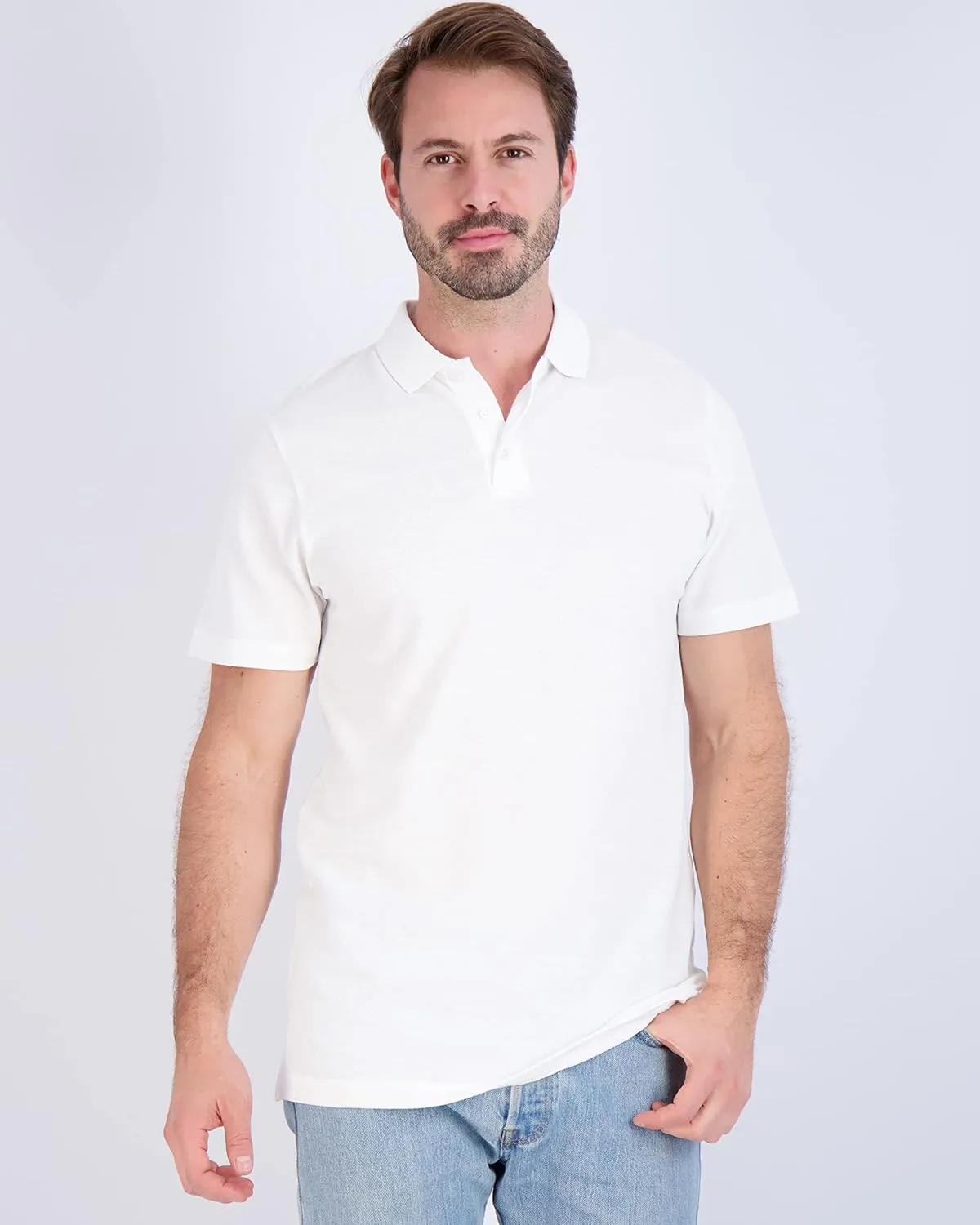 Real Essentials 3 & 4 Pack: Men's Cotton Pique Short Sleeve Polo Shirt - Performance Polo (Available in Big & Tall)