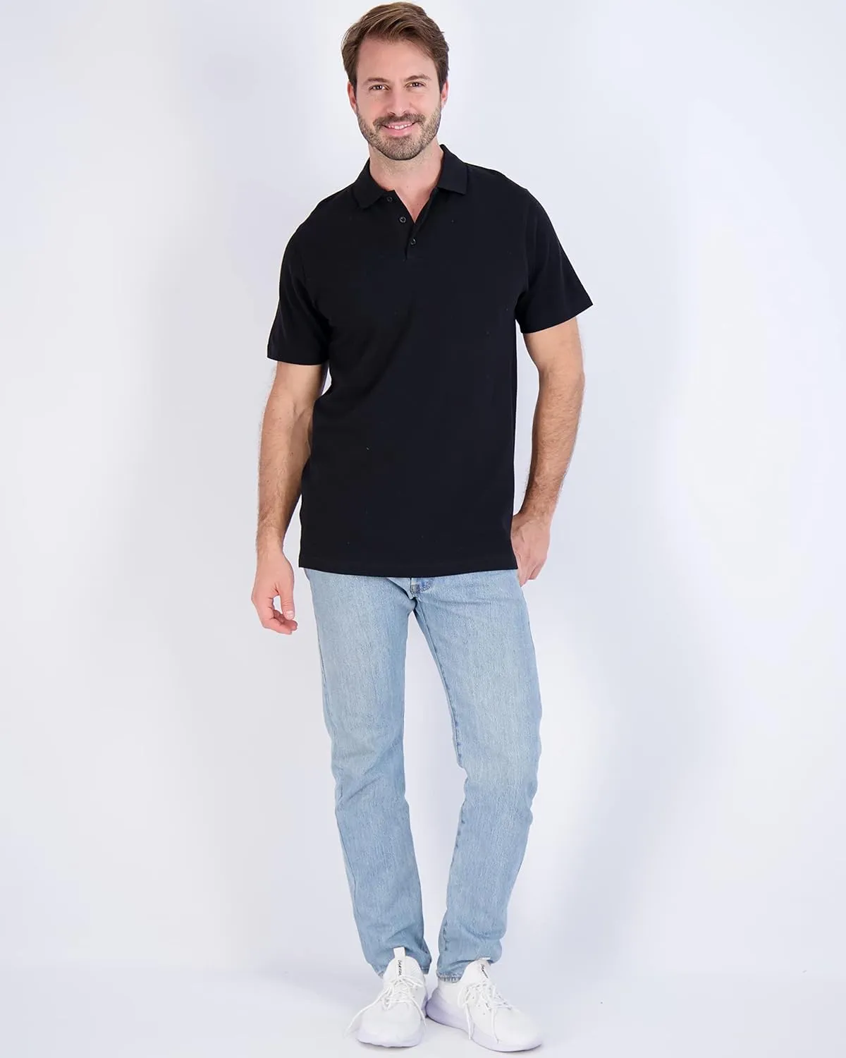 Real Essentials 3 & 4 Pack: Men's Cotton Pique Short Sleeve Polo Shirt - Performance Polo (Available in Big & Tall)