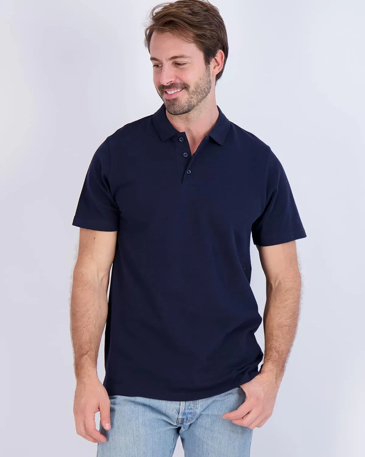 Real Essentials 3 & 4 Pack: Men's Cotton Pique Short Sleeve Polo Shirt - Performance Polo (Available in Big & Tall)