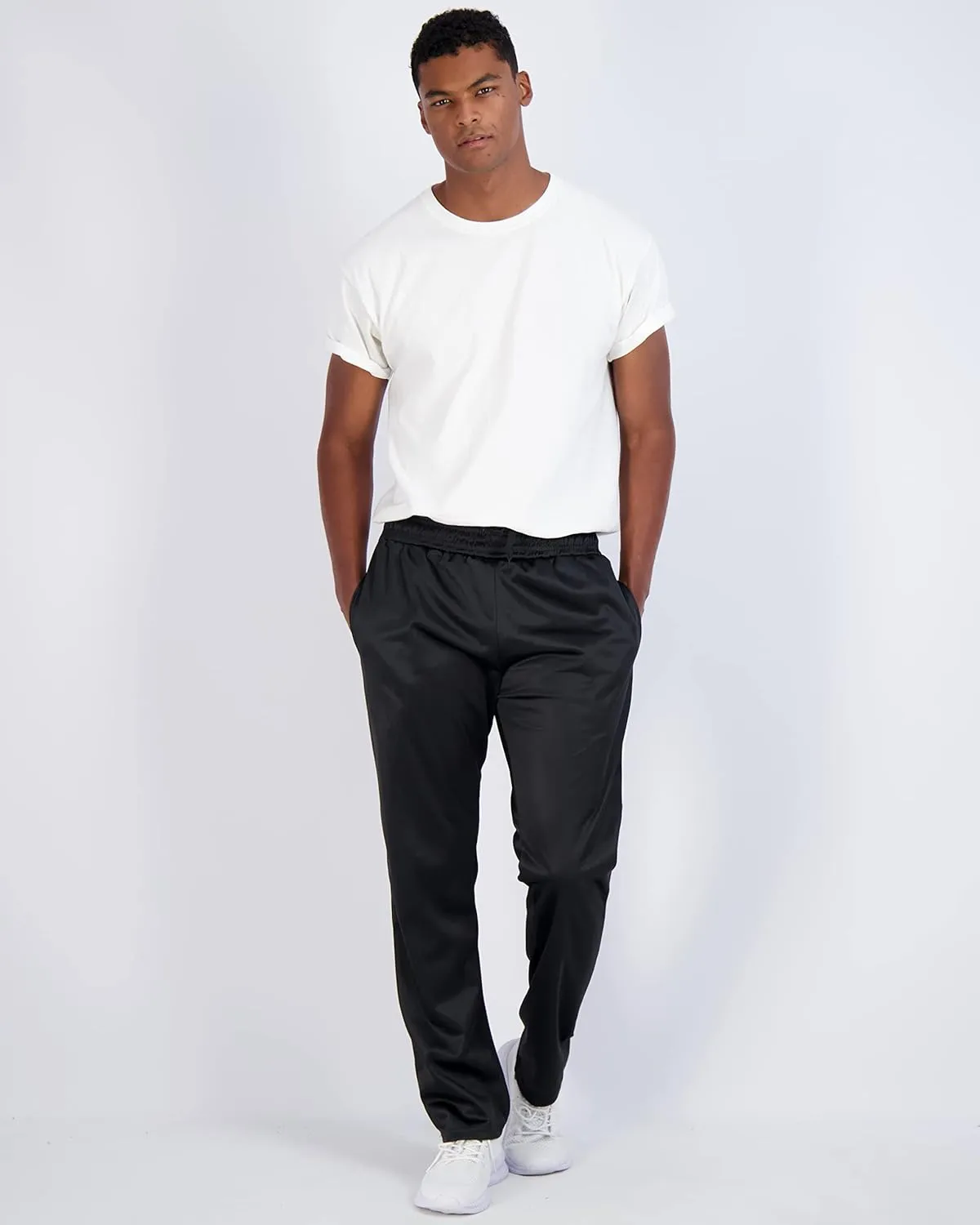 Real Essentials 3 Pack: Men's Active Athletic Casual Tricot Open Bottom Sweatpants with Pockets (Available in Big & Tall)