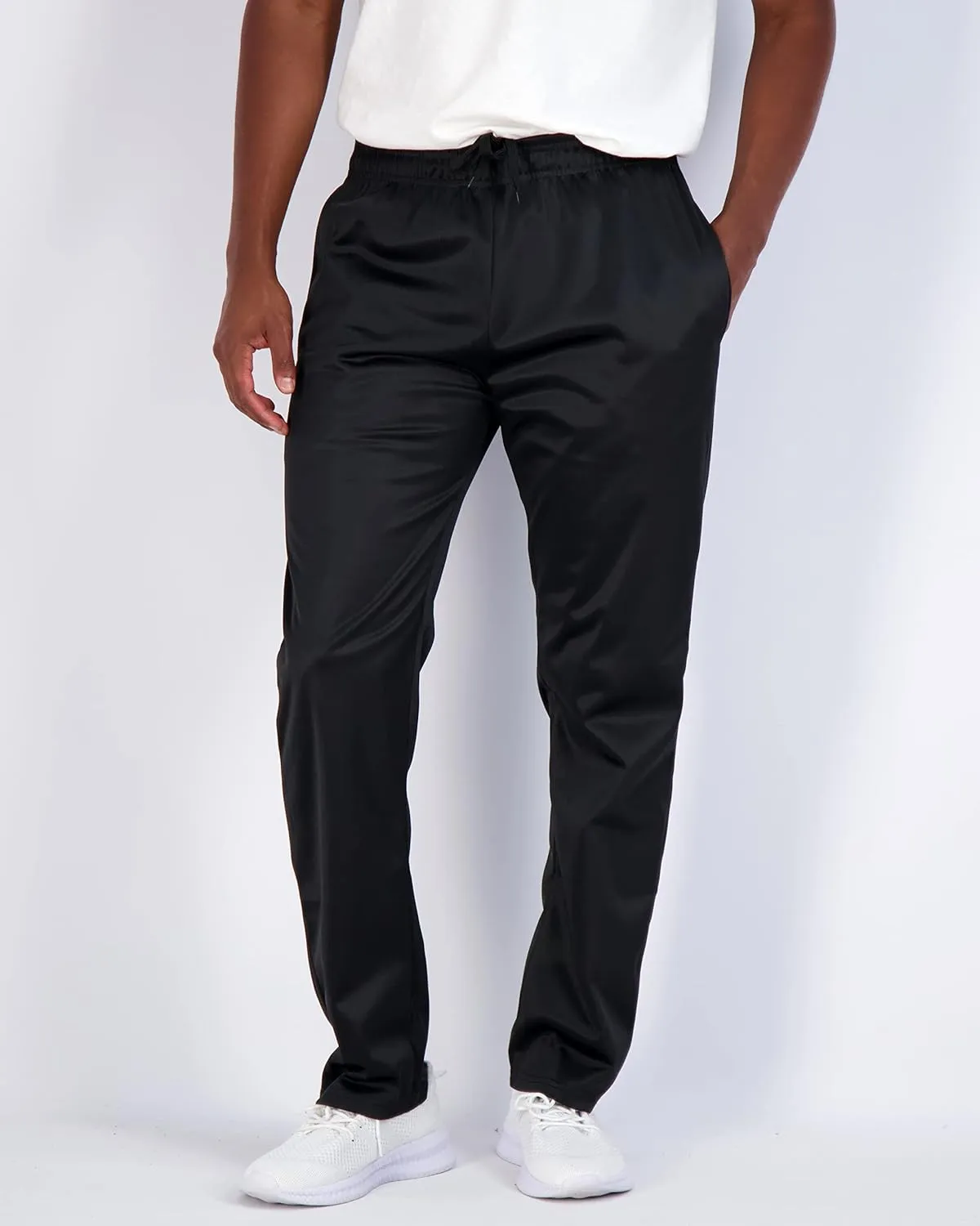 Real Essentials 3 Pack: Men's Active Athletic Casual Tricot Open Bottom Sweatpants with Pockets (Available in Big & Tall)