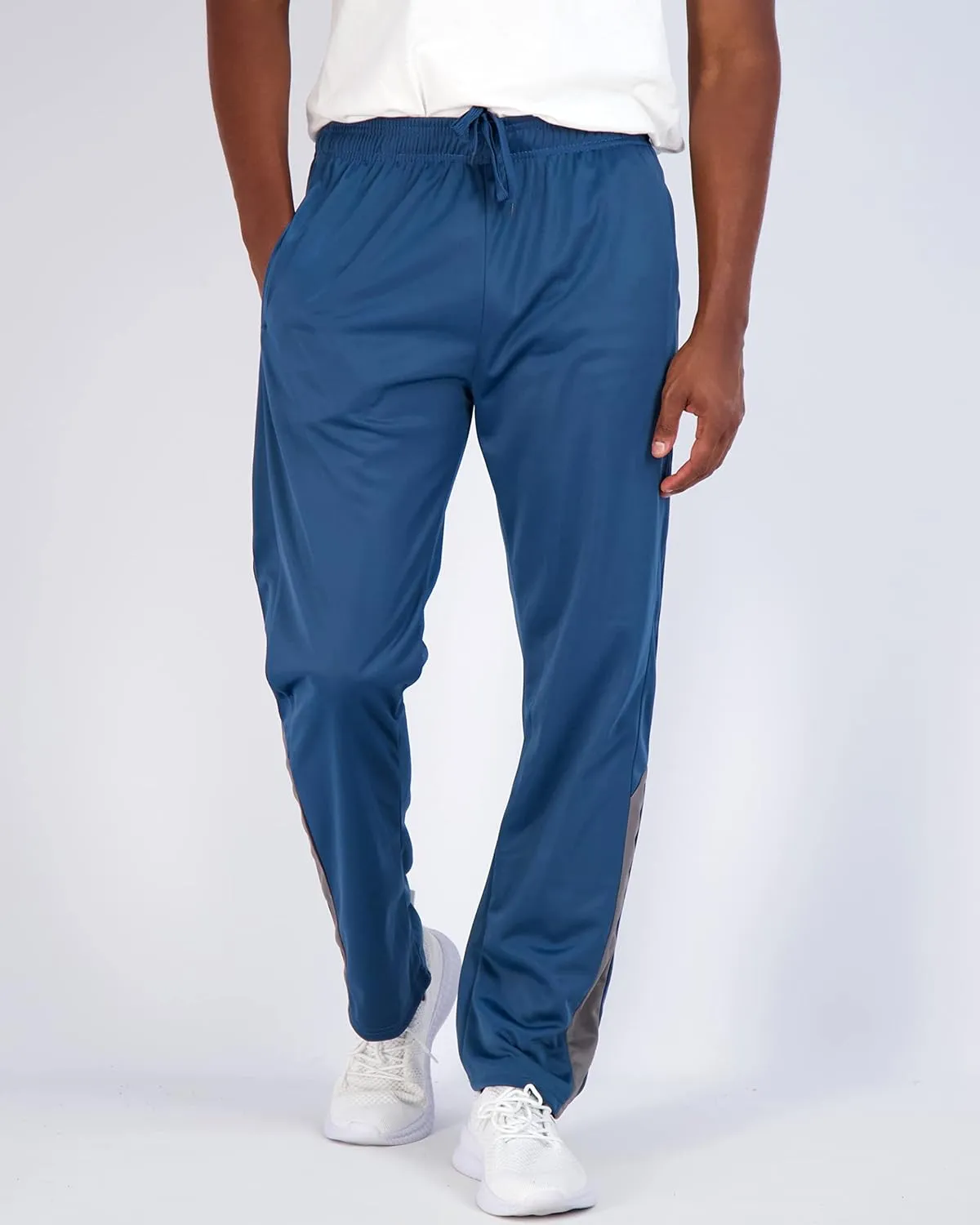 Real Essentials 3 Pack: Men's Active Athletic Casual Tricot Open Bottom Sweatpants with Pockets (Available in Big & Tall)
