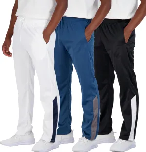 Real Essentials 3 Pack: Men's Active Athletic Casual Tricot Open Bottom Sweatpants with Pockets (Available in Big & Tall)