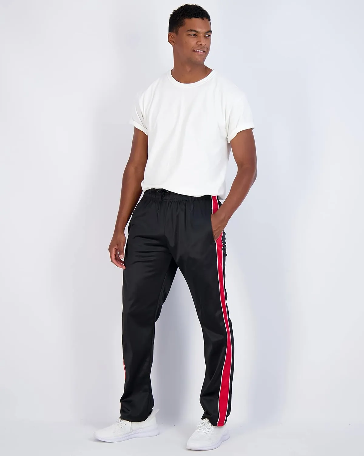 Real Essentials 3 Pack: Men's Active Athletic Casual Tricot Open Bottom Sweatpants with Pockets (Available in Big & Tall)