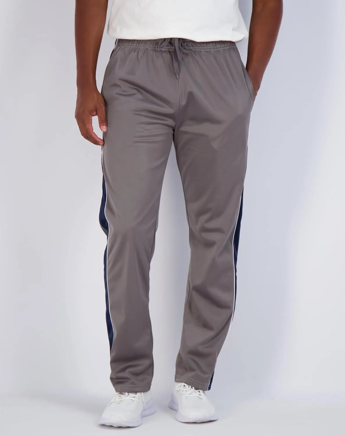 Real Essentials 3 Pack: Men's Active Athletic Casual Tricot Open Bottom Sweatpants with Pockets (Available in Big & Tall)