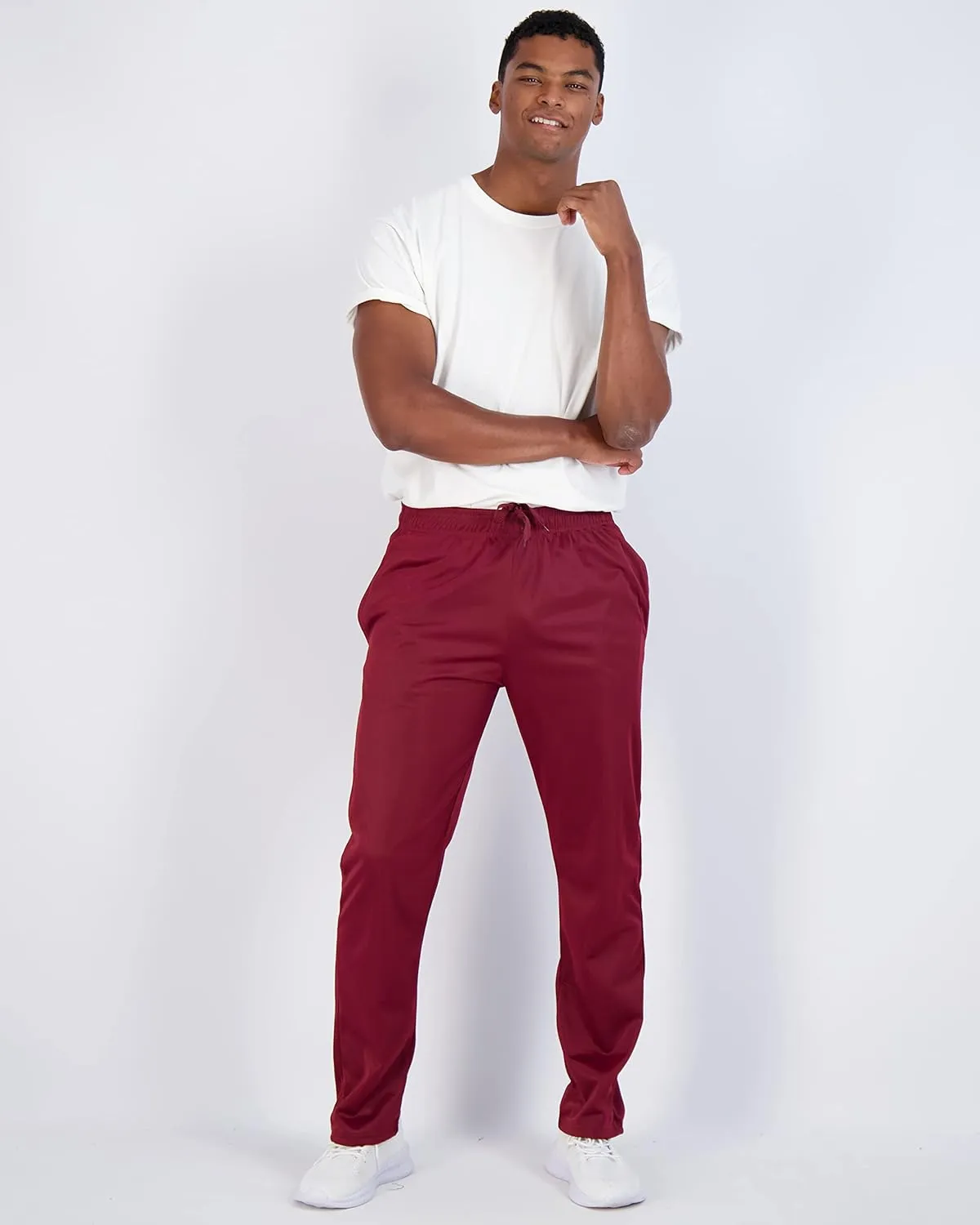 Real Essentials 3 Pack: Men's Active Athletic Casual Tricot Open Bottom Sweatpants with Pockets (Available in Big & Tall)