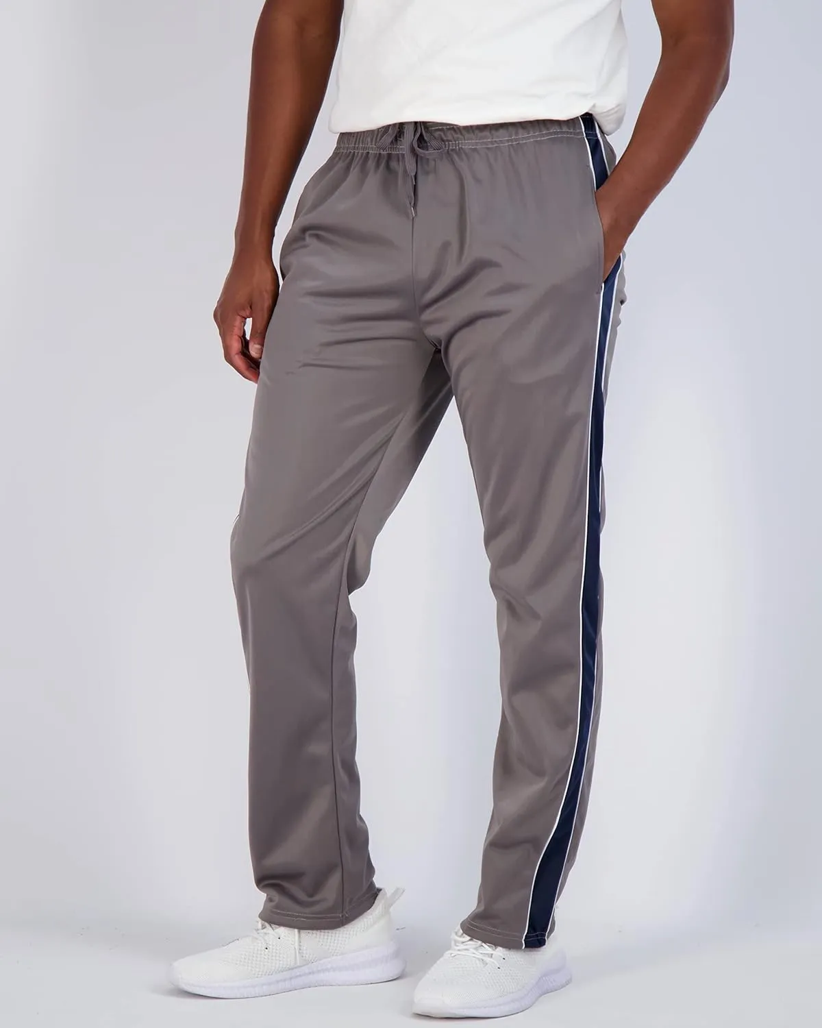 Real Essentials 3 Pack: Men's Active Athletic Casual Tricot Open Bottom Sweatpants with Pockets (Available in Big & Tall)