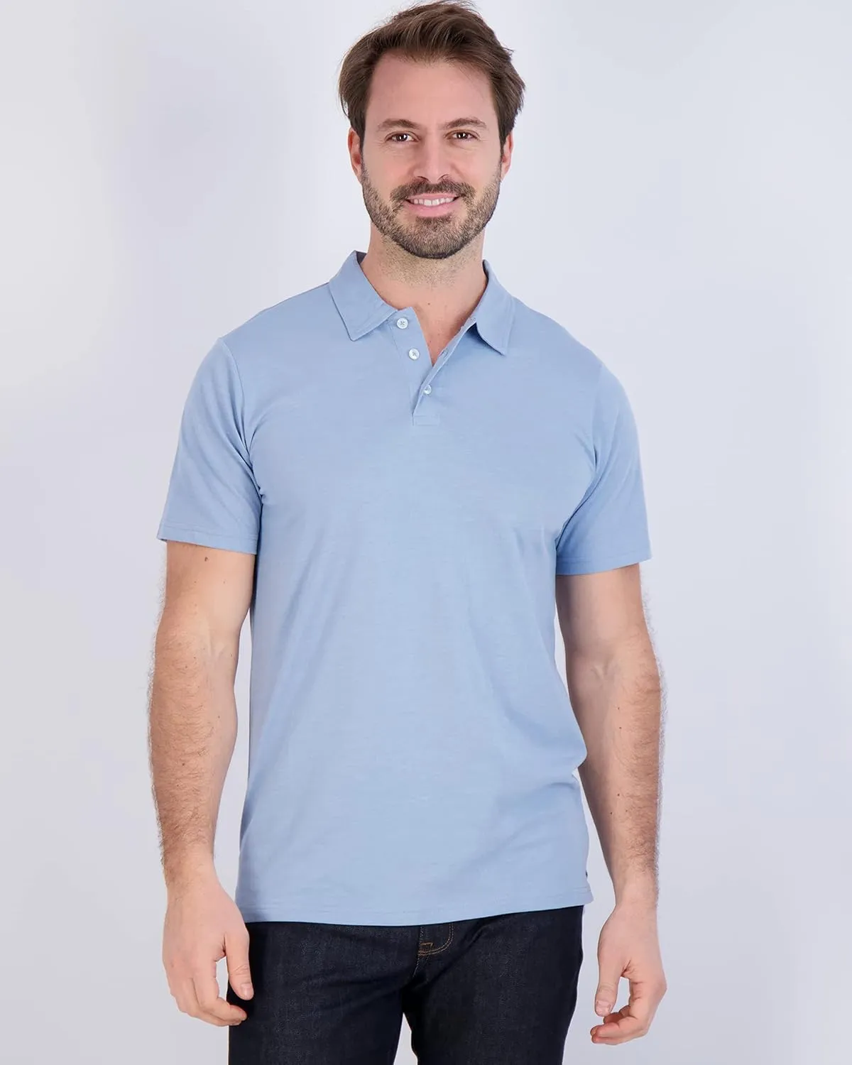 Real Essentials 3 Pack: Men's Jersey Cotton Short Sleeve Polo Shirt - Breathable Performance Polo (Available in Big & Tall)