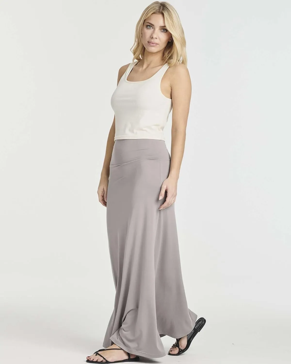 Real Essentials 3 Pack: Women's Ultra-Soft Flowy Maxi High Waisted Long Skirts (Available in Plus Size)
