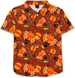 Remimi Unisex Kids Halloween Shirt Holiday Hawaiian Tops Short Sleeve Ugly Button Up 5-14 Years