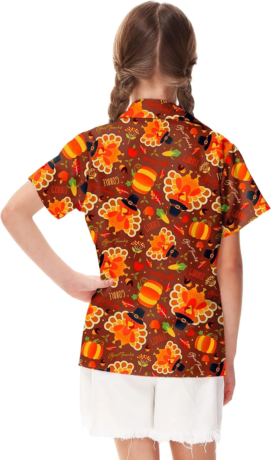 Remimi Unisex Kids Halloween Shirt Holiday Hawaiian Tops Short Sleeve Ugly Button Up 5-14 Years