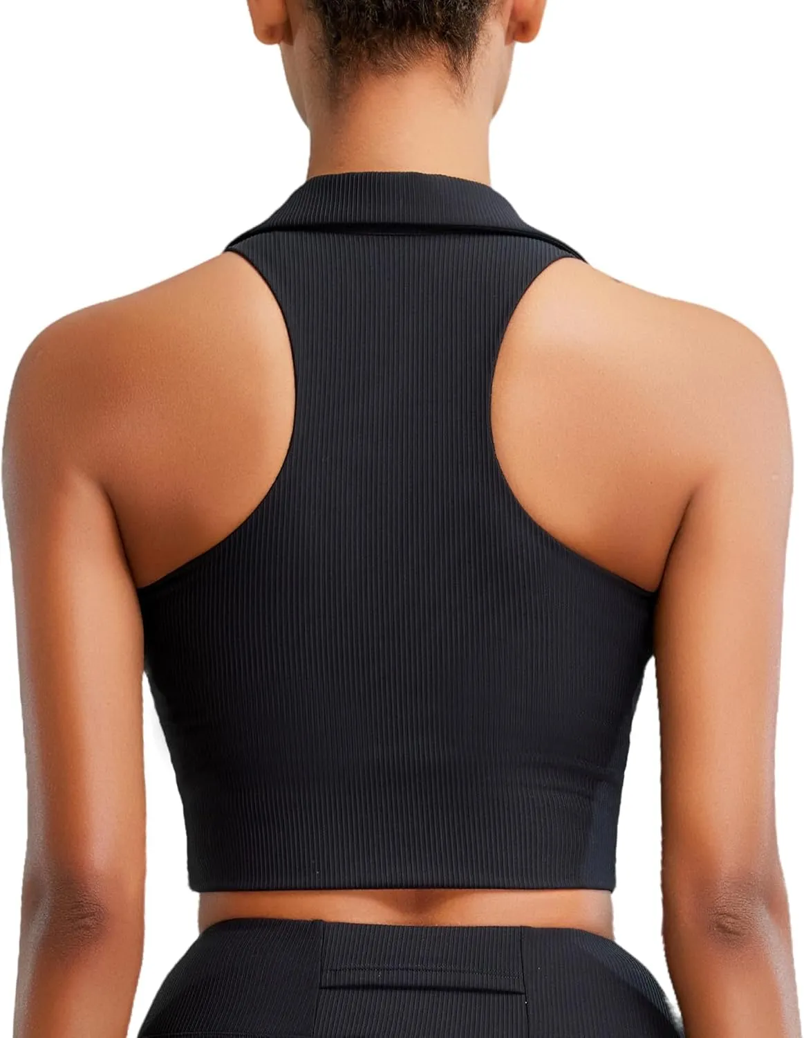 RUNNING GIRL Workout Tops for Women High Neck Longline Sports Bra High Impact Racerback Tank Tops with Built in Bras