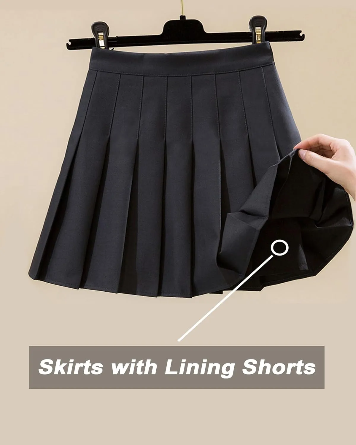 SCKTOO Womens Girl High Waisted Pleated Tennis Skirt School A-Line Skater Skirts with Lining Shorts