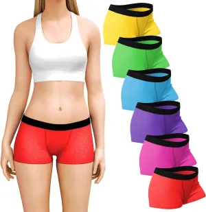 Sexy Basics Women's 6 Pack & 12 Pack Active Boy Short - Boxer Brief Cotton-Stretch Panties