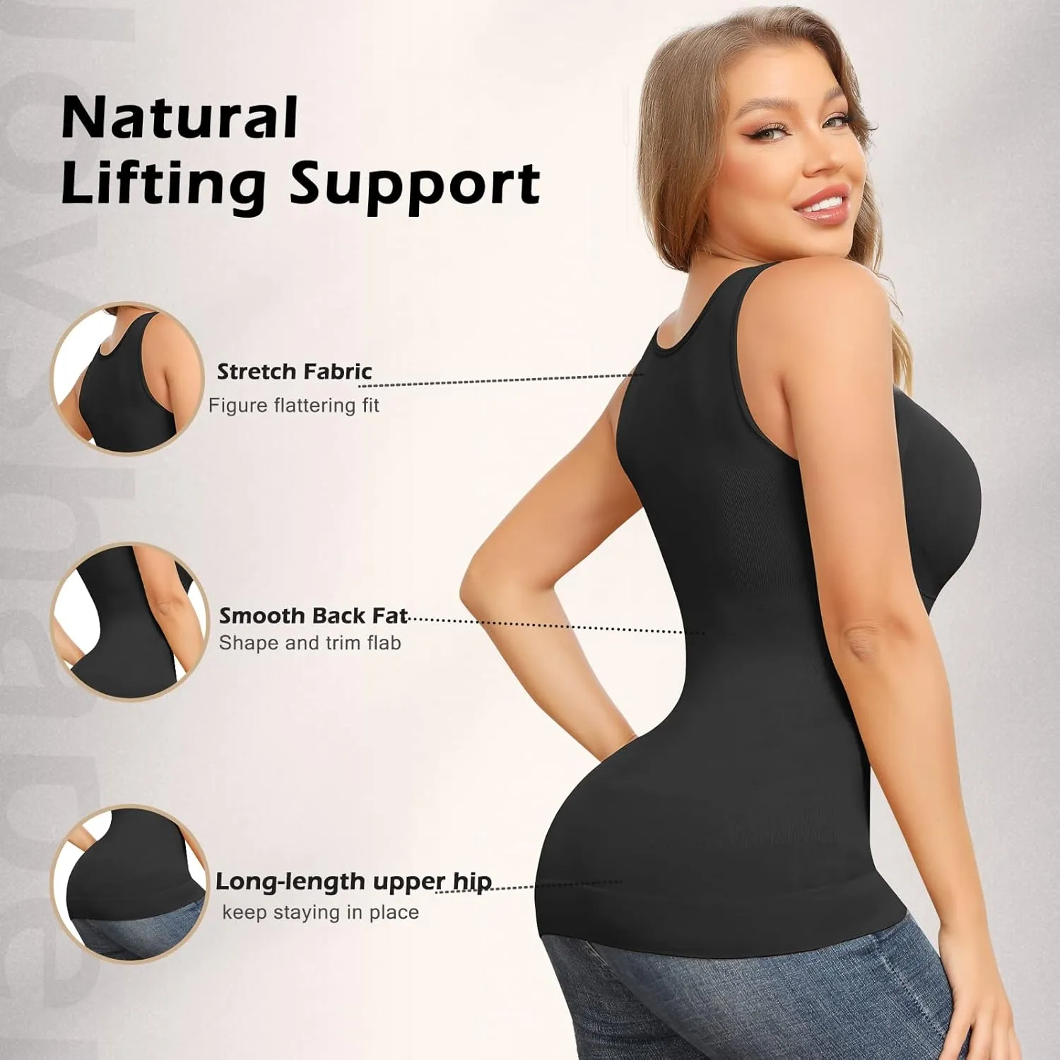 Shapewear Camisoles With Built in Bra Tummy Control Compression Tank Tops for Women Body Shaper Padded Tanks