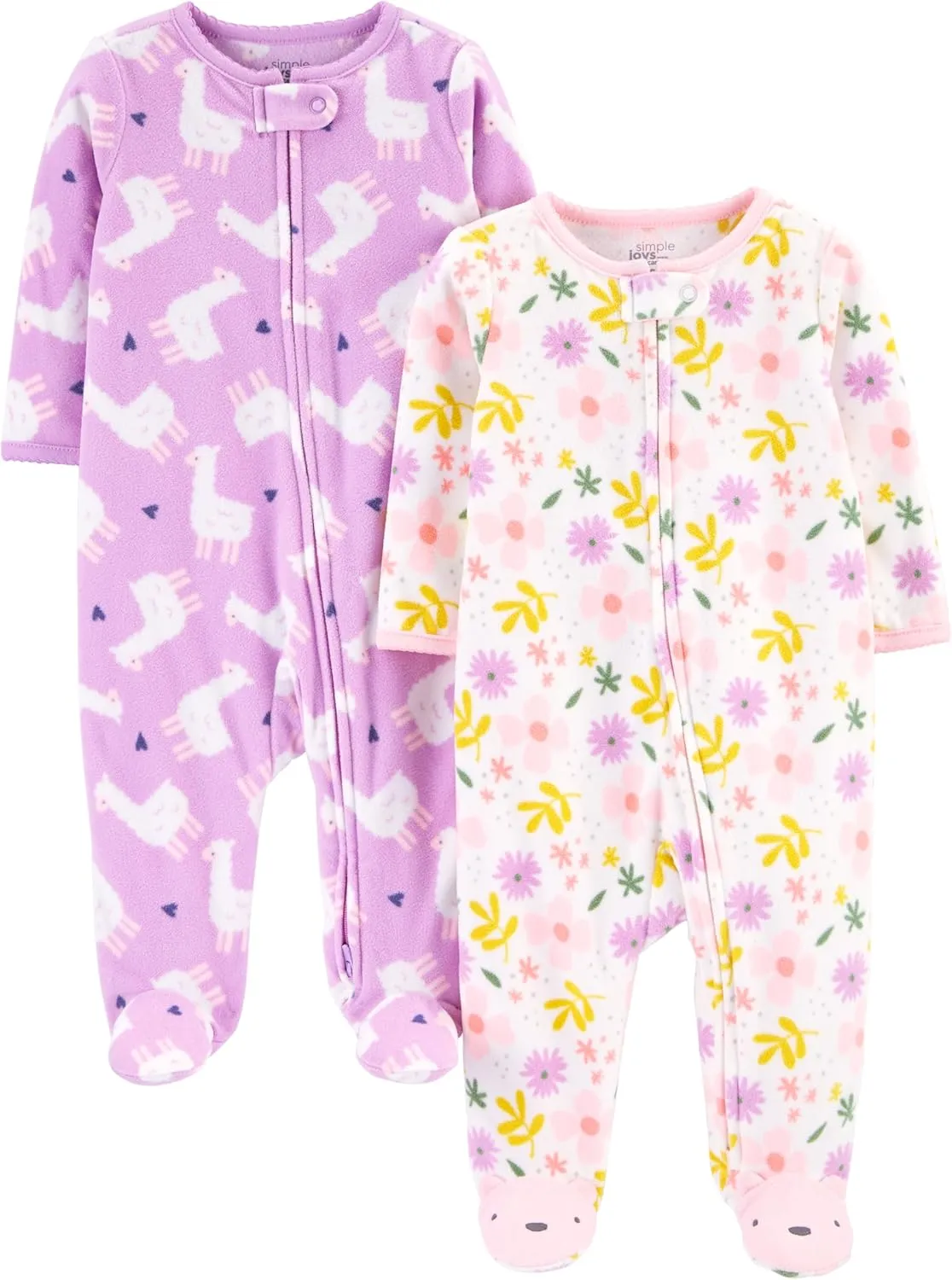 Simple Joys by Carter's Baby Girls' Fleece Footed Sleep and Play, Pack of 2